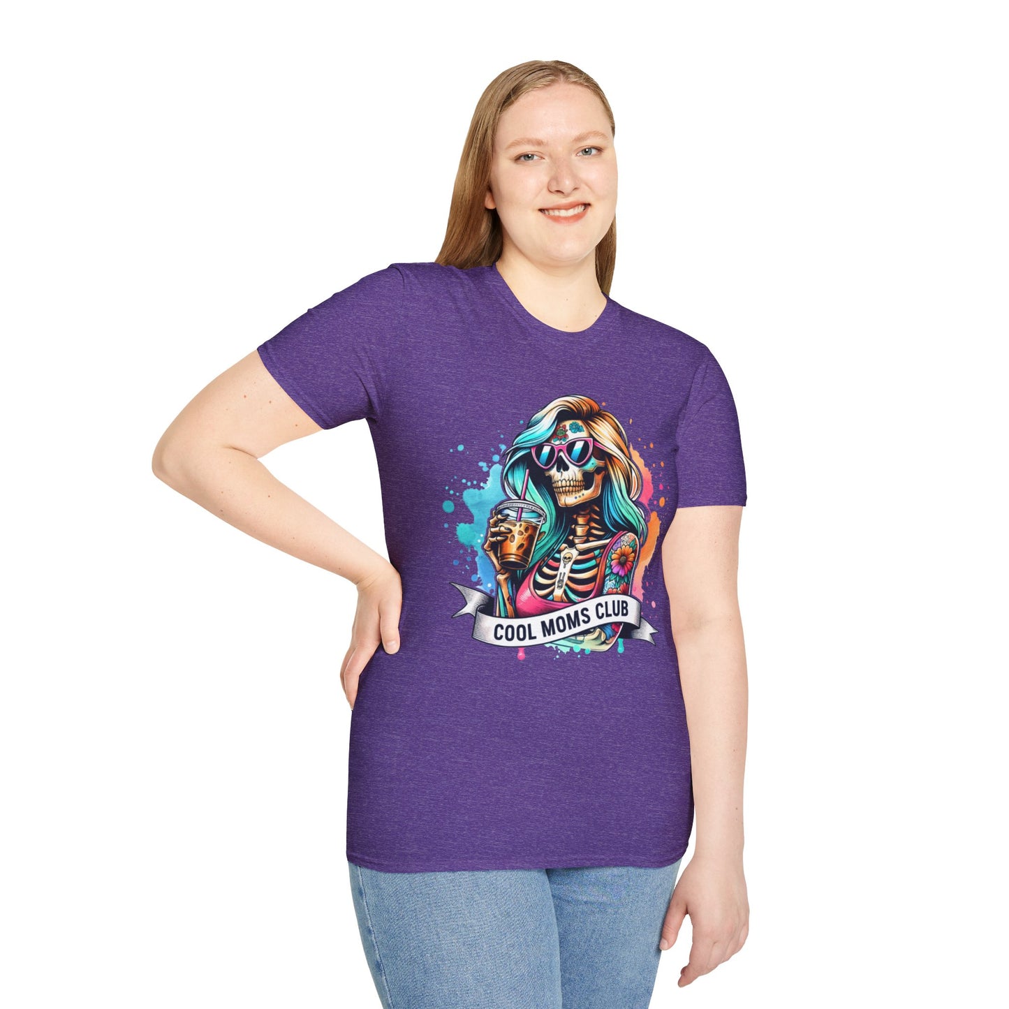 Cool Moms Club Skull T-Shirt — Colorful Day of the Dead Mom Graphic Tee