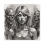 Zombie Apocalypse Canvas Print — Female Survivor Portrait Matte Stretched Art