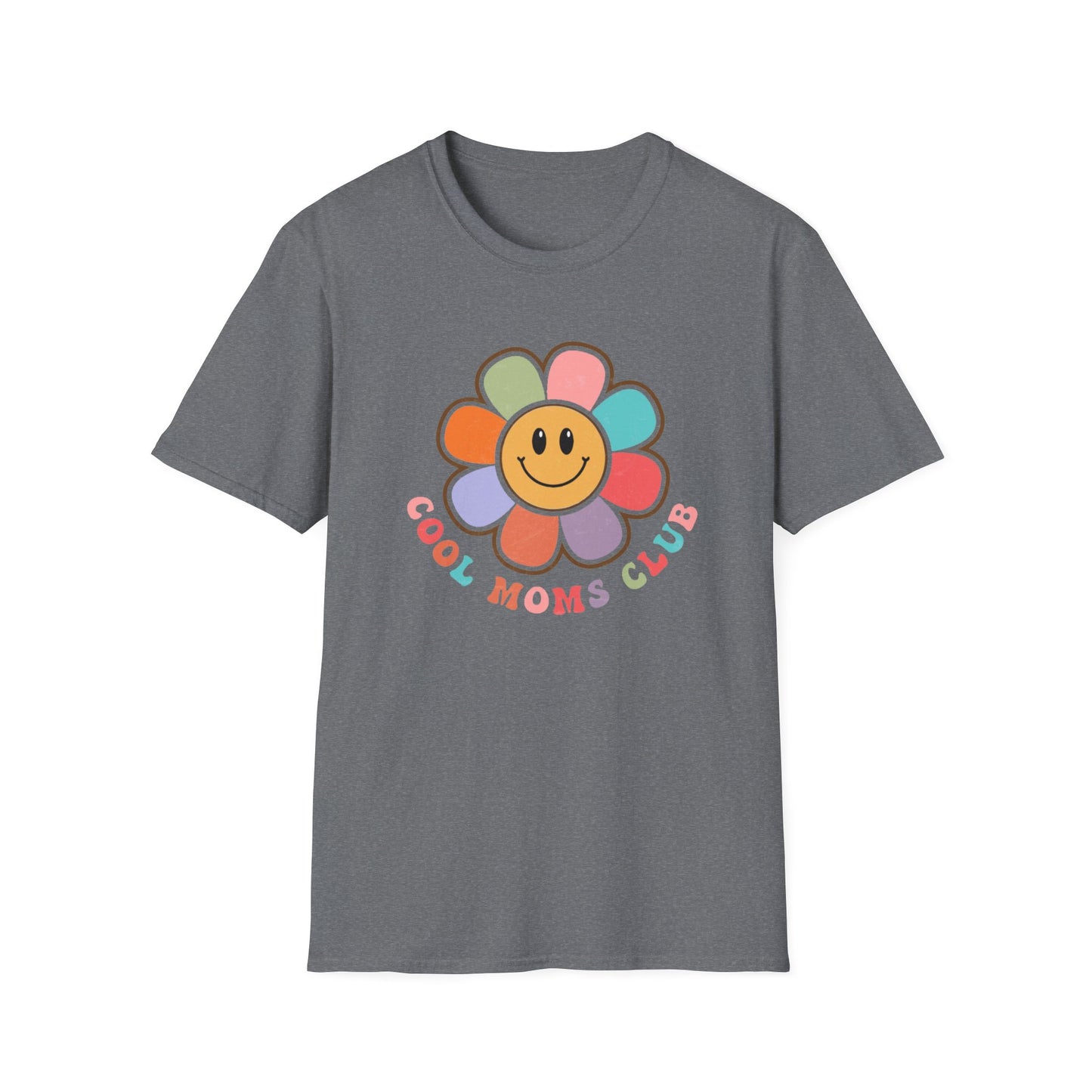 Cool Moms Club T-Shirt — Retro Floral Smiley Tee for Trendy Moms