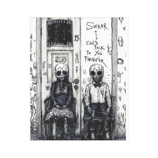 Skull Couple Art Print — “I Swear I Could Talk To You Forever” Gothic Wall Art
