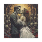Zombie Bride & Groom Matte Canvas Wall Art — Gothic Wedding Horror Canvas