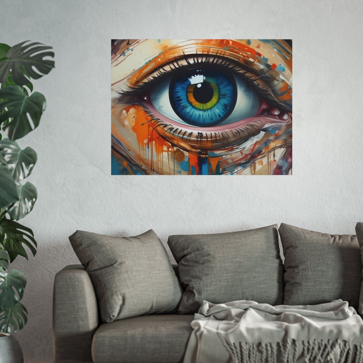 Vibrant Blue Eye Surreal Wall Art Print