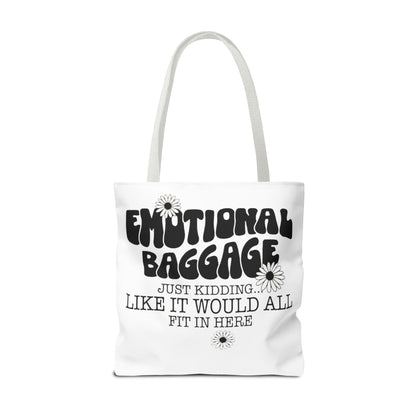 Tote Bag — "Emotional Baggage" Funny Quote Tote with Daisy Vibe