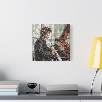 Piano Man Joel Canvas Wall Art — Abstract Character Portrait