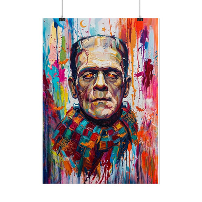 Frankenstein Color Splash Poster — Vibrant Pop Art Horror Wall Print