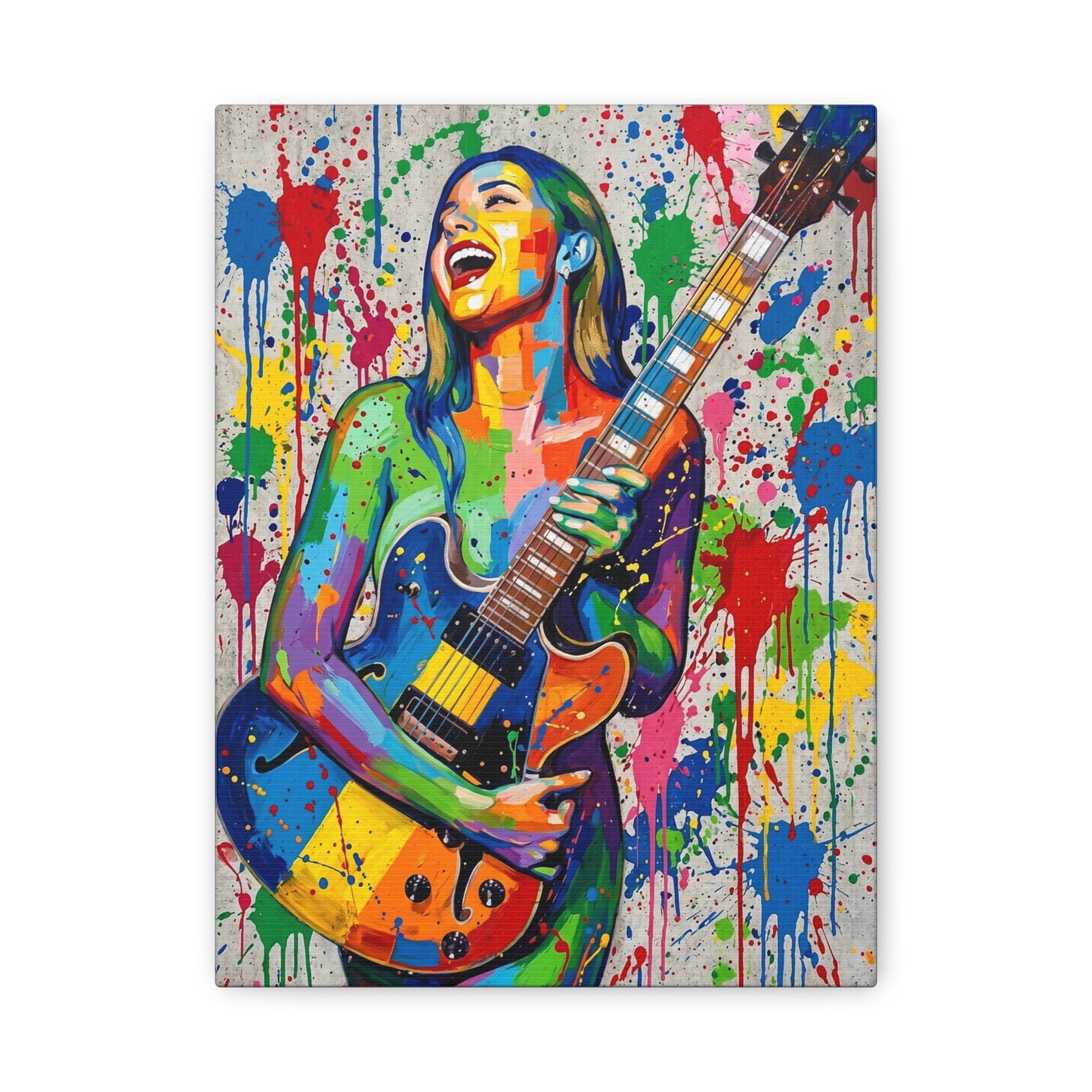 Colorful Guitarist Pop Art Canvas Print — Vibrant Music Wall Art