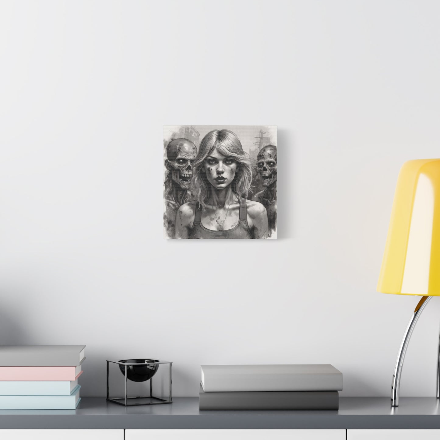 Zombie Apocalypse Canvas Print — Female Survivor Portrait Matte Stretched Art