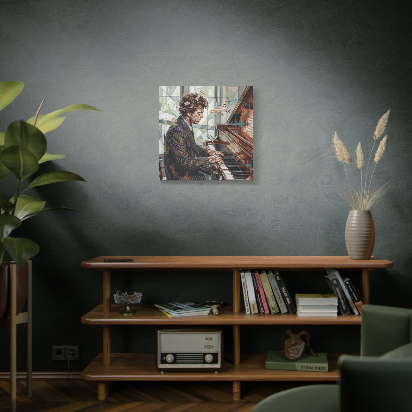 Piano Man Joel Canvas Wall Art — Abstract Character Portrait