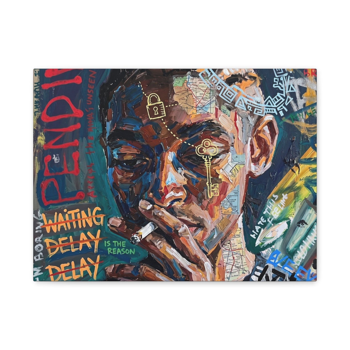 Urban Portrait Matte Canvas Print — 'Waiting Delay' Contemporary Street Art