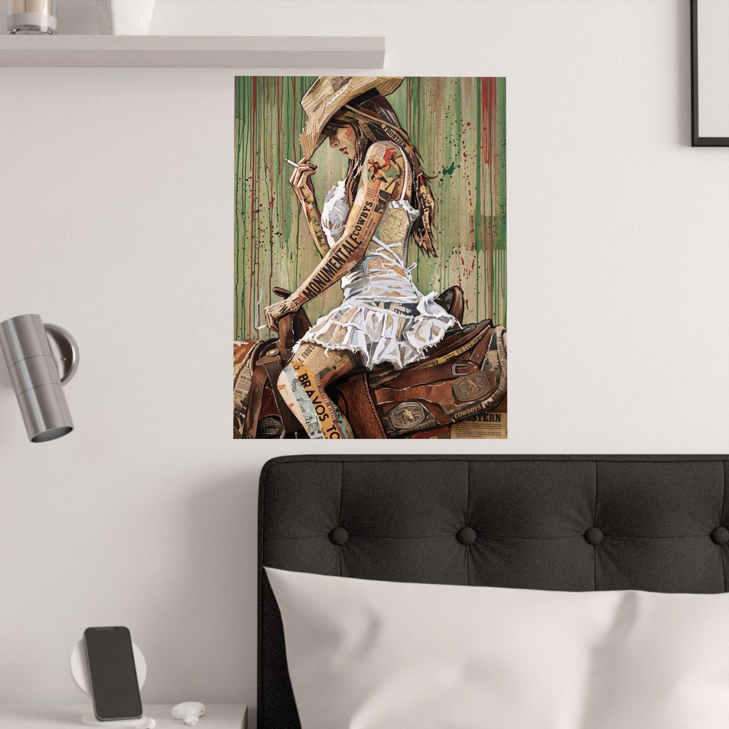 Cowgirl Art Satin Poster — Vintage Western Pinup Print