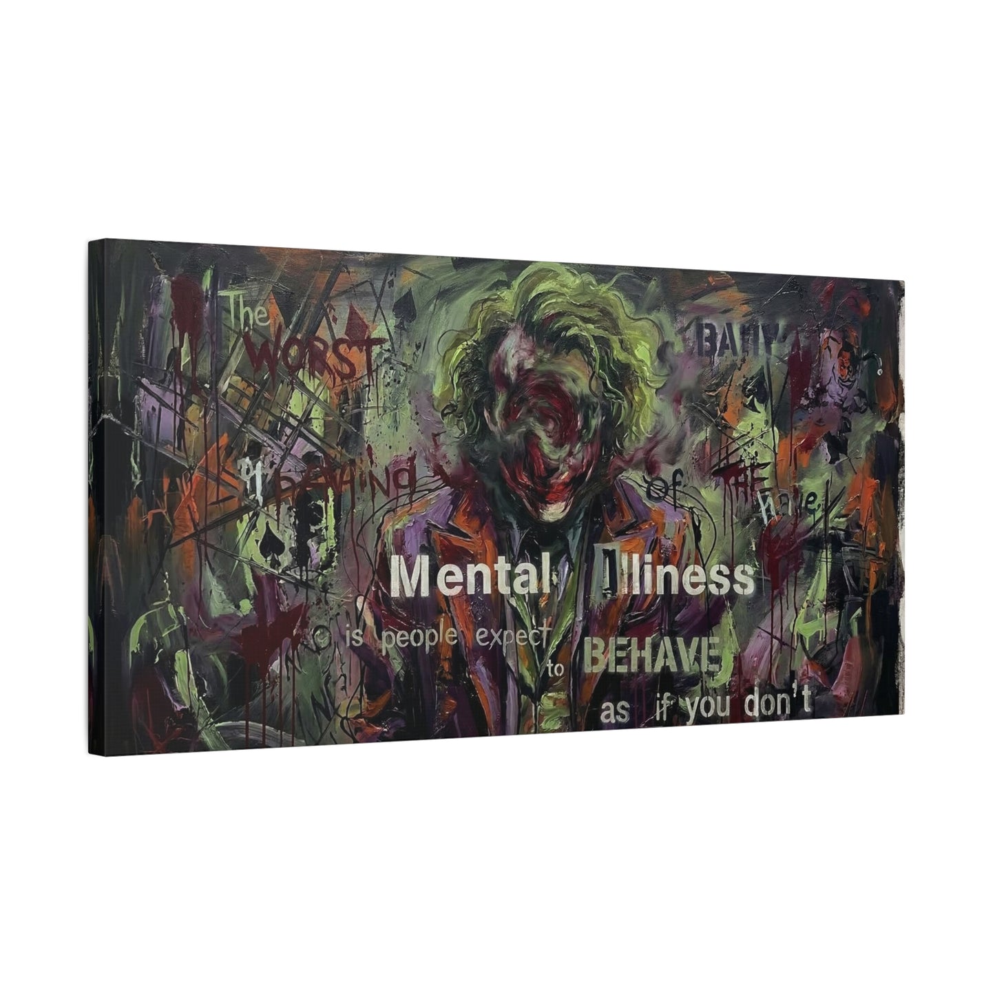 Joker Mental Health Abstract Canvas Wall Art — Matte Stretched 1.25"