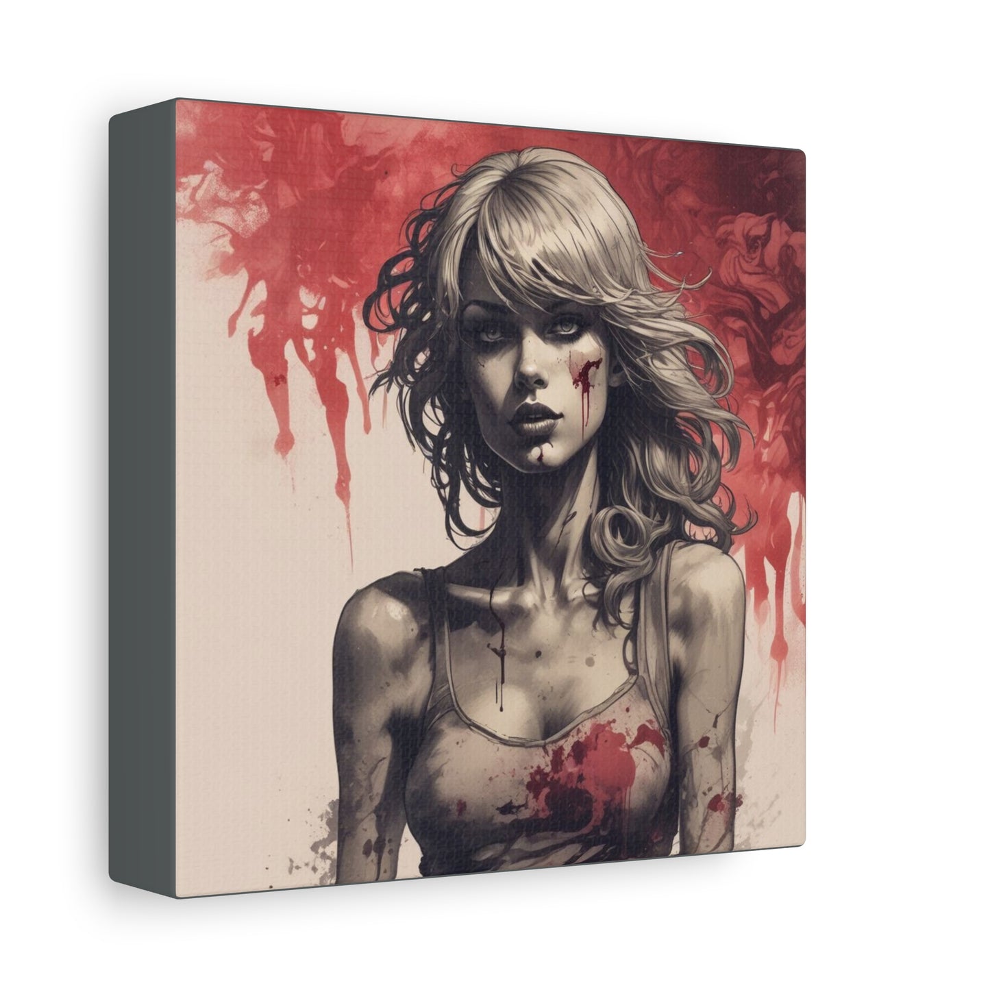 Bloody Swift Matte Canvas Print — Gothic Female Portrait Wall Art, Stretched 1.25"
