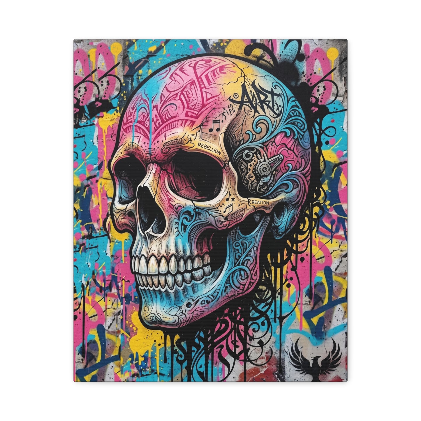 Vibrant Graffiti Skull Canvas