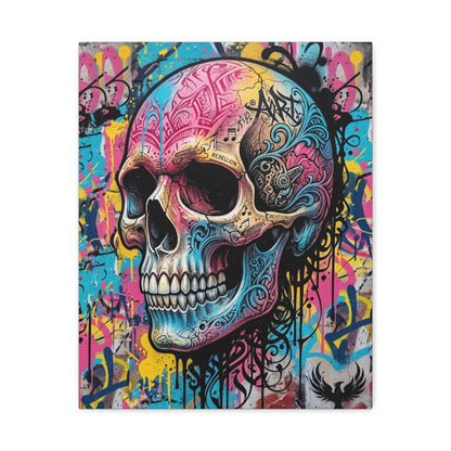 Vibrant Graffiti Skull Canvas