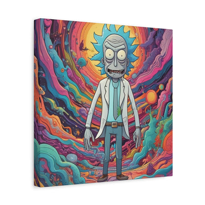 Psychedelic Rick Portal Canvas — Colorful Rick Illustration on Stretched Matte Canvas
