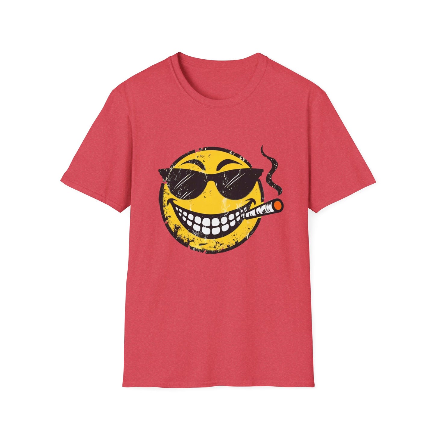 Smokin' Cool Emoji T-Shirt — Retro Grinning Face with Sunglasses & Cigar