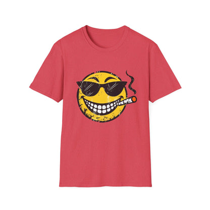 Smokin' Cool Emoji T-Shirt — Retro Grinning Face with Sunglasses & Cigar