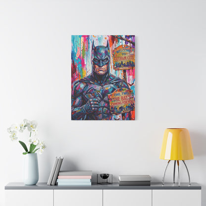 Colorful Gotham City Canvas Art - 'Welcome to Gotham City' Stretched Matte Print