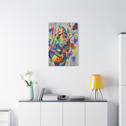 Colorful Guitarist Pop Art Canvas Print — Vibrant Music Wall Art