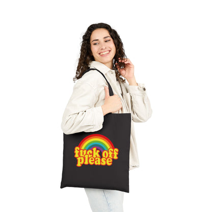Tote Bag — Retro Rainbow "Fuck Off Please" Canvas Tote