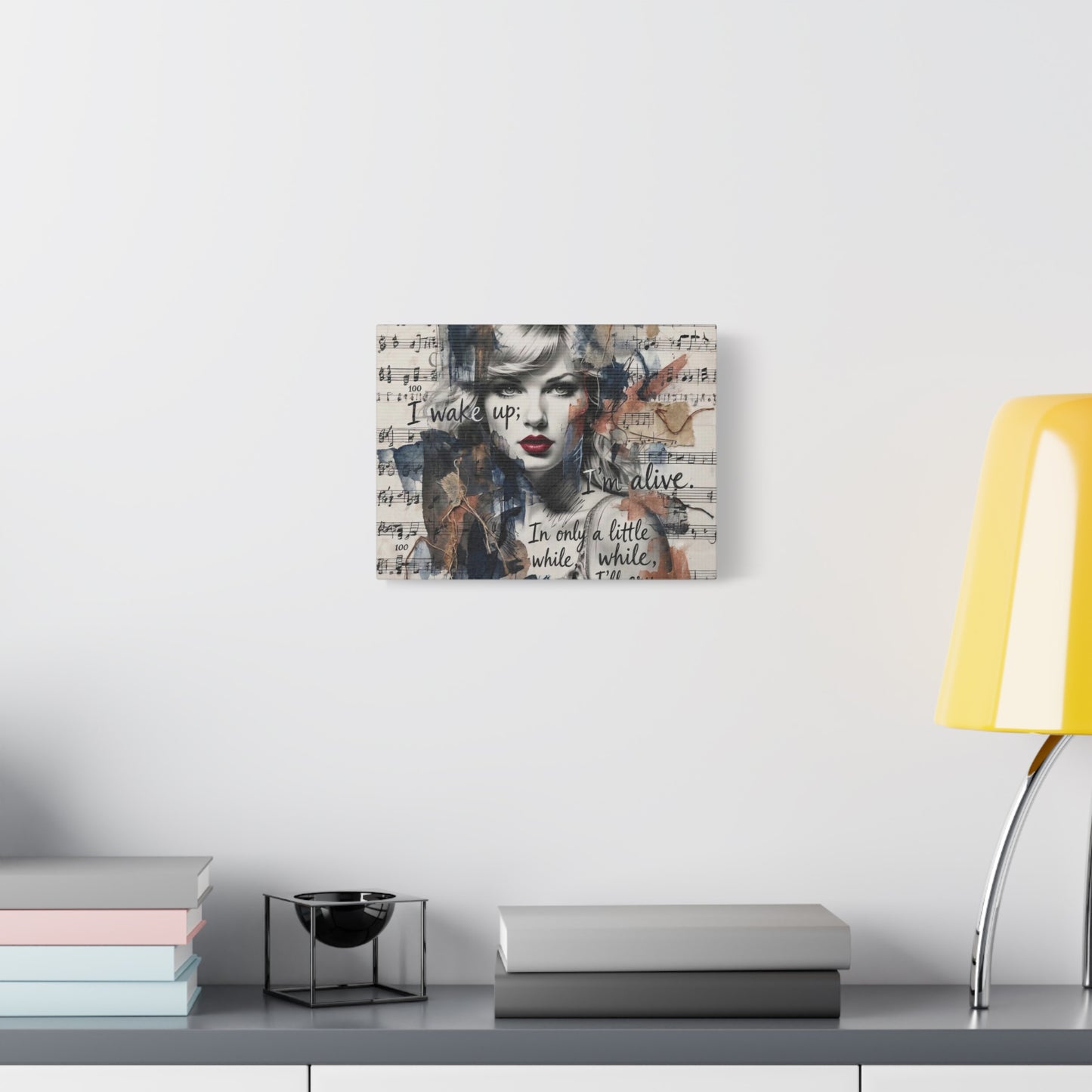 Swift Inspired Matte Stretched Canvas – "I Wake Up; I’m Alive" Mixed-Media Portrait Wall Art