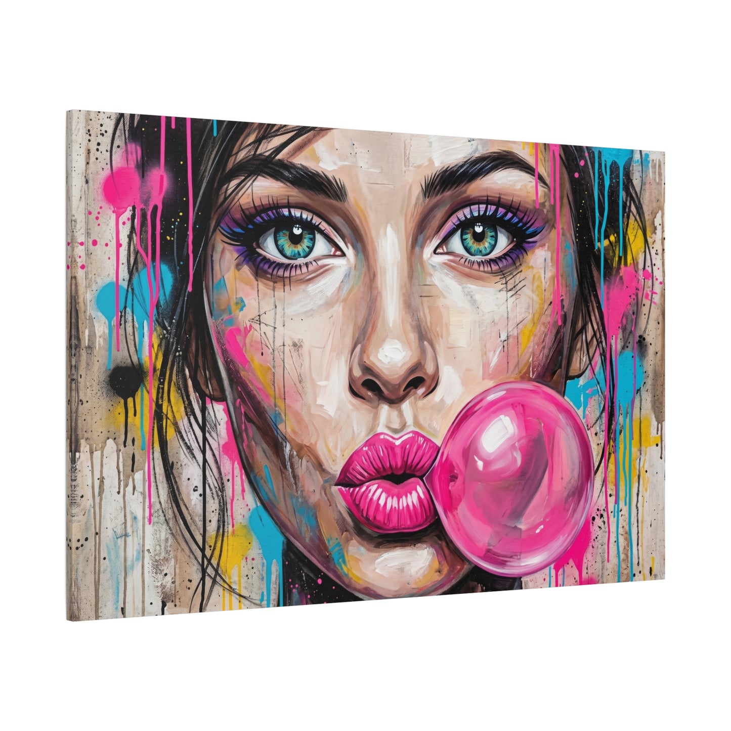 Abstract Bubble Girl Canvas Print — Matte Stretched Wall Art