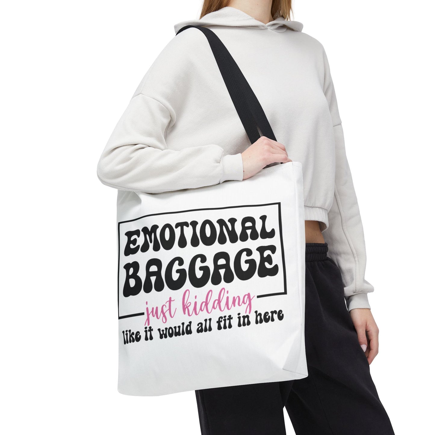 Emotional Baggage Tote Bag — Funny "Emotional Baggage (just kidding)" Reusable Shopper