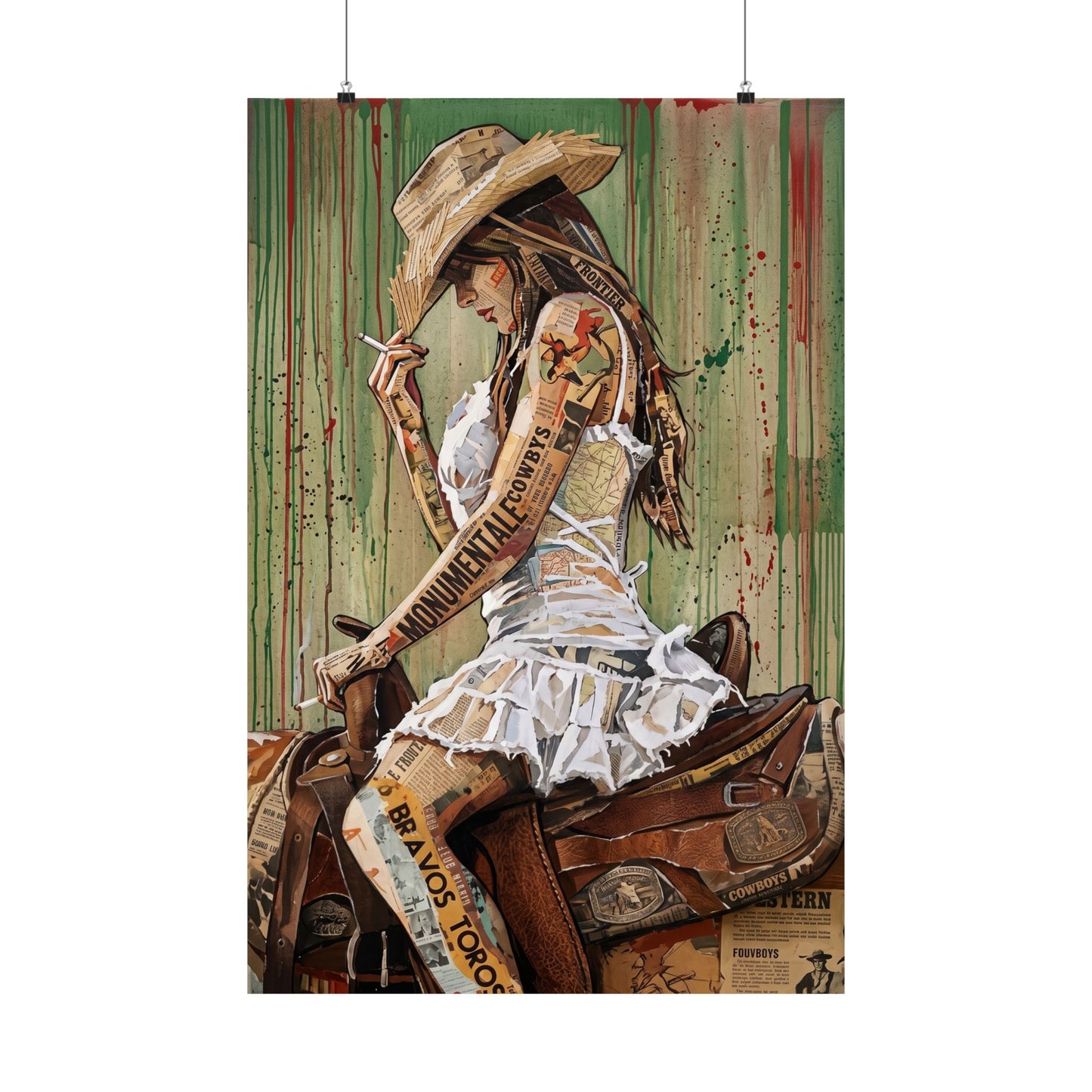 Cowgirl Art Satin Poster — Vintage Western Pinup Print