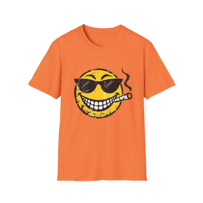 Smokin' Cool Emoji T-Shirt — Retro Grinning Face with Sunglasses & Cigar