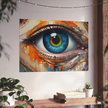 Vibrant Blue Eye Surreal Wall Art Print