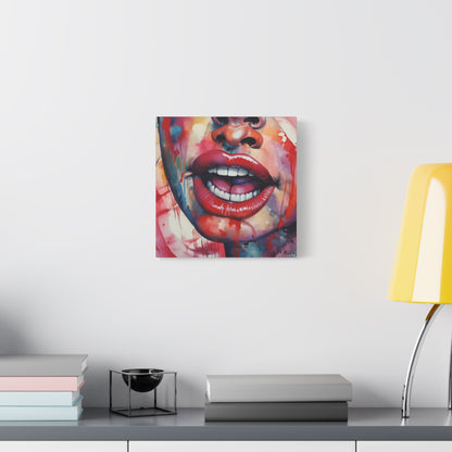 Colorful Pop Art Lips Canvas Wall Art – Vibrant Stretched Matte Portrait
