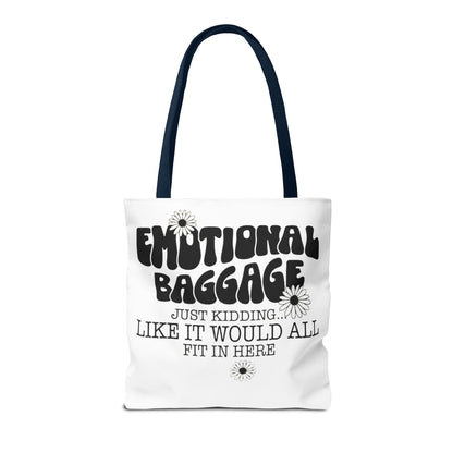Tote Bag — "Emotional Baggage" Funny Quote Tote with Daisy Vibe