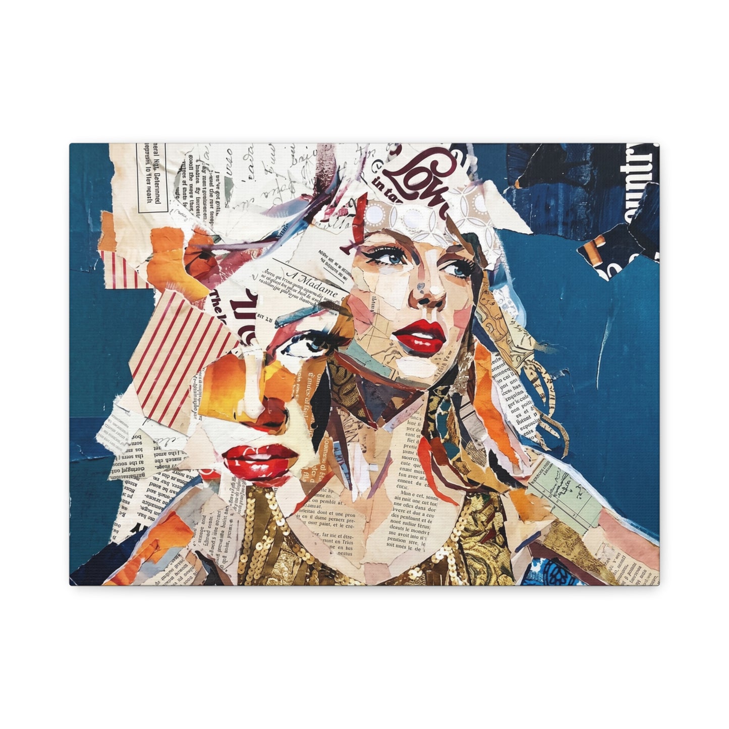 Pop Art Collage Woman Canvas Print — Modern Portrait Wall Art