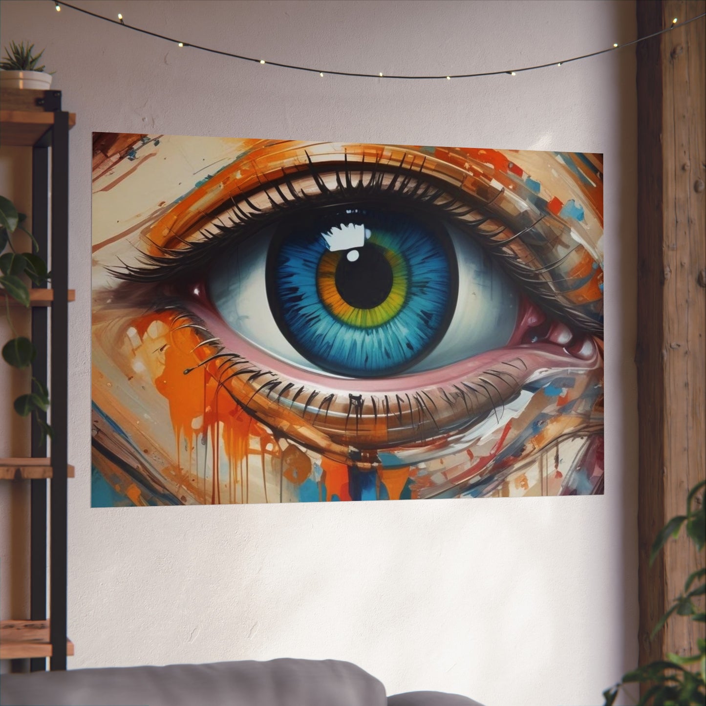 Vibrant Blue Eye Surreal Wall Art Print