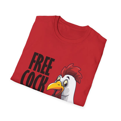 Graphic T-Shirt — "Free Cock Ride" Rooster Novelty Tee