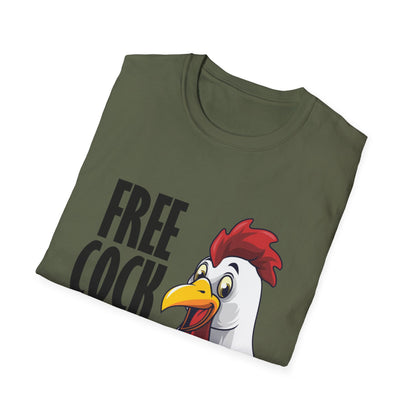Graphic T-Shirt — "Free Cock Ride" Rooster Novelty Tee