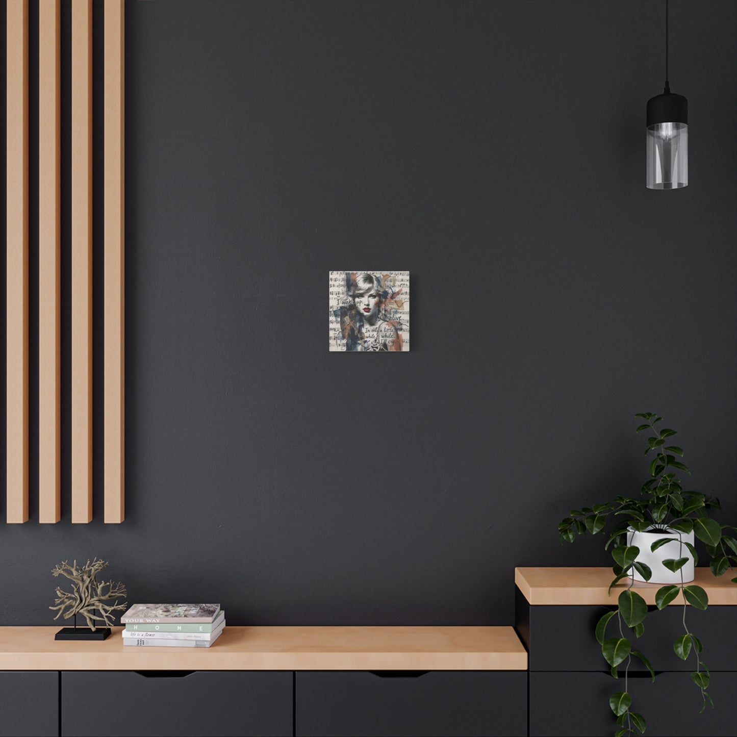 Swift Inspired Matte Stretched Canvas – "I Wake Up; I’m Alive" Mixed-Media Portrait Wall Art