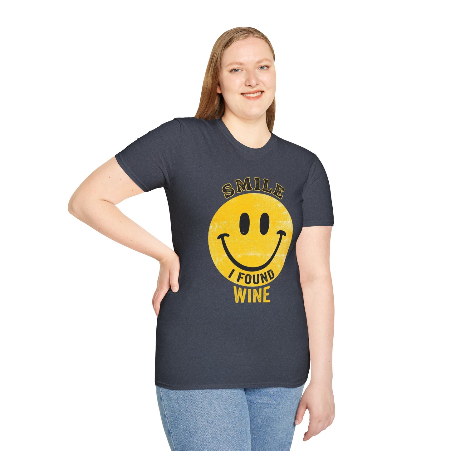 Wine Smile T-Shirt — "Smile I Found Wine" Retro Smiley Tee
