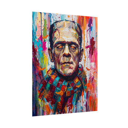 Frankenstein Color Splash Poster — Vibrant Pop Art Horror Wall Print