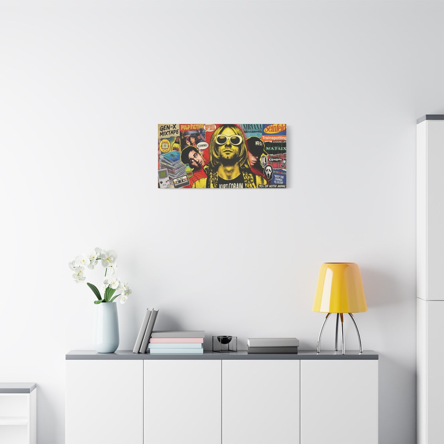 1990's Pop Culture Abstract Canvas Wall Art — Matte Stretched 1.25"