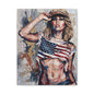 Patriotic Girl American Flag Canvas Print — Matte Stretched Wall Art