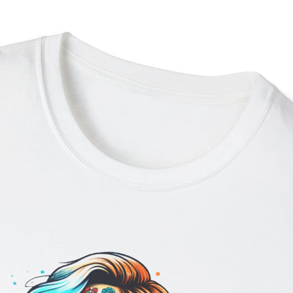 Cool Moms Club Skull T-Shirt — Colorful Day of the Dead Mom Graphic Tee