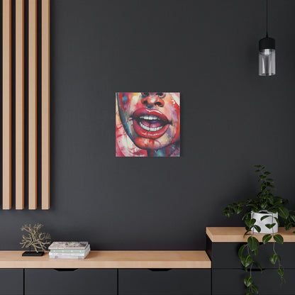 Colorful Pop Art Lips Canvas Wall Art – Vibrant Stretched Matte Portrait