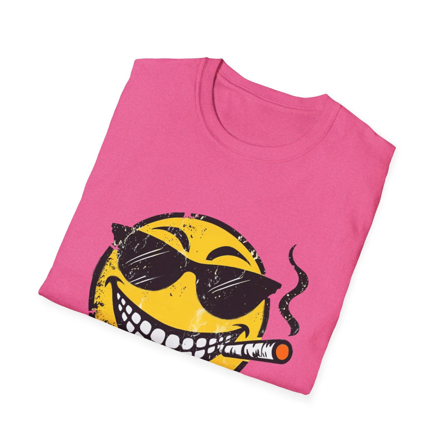 Smokin' Cool Emoji T-Shirt — Retro Grinning Face with Sunglasses & Cigar