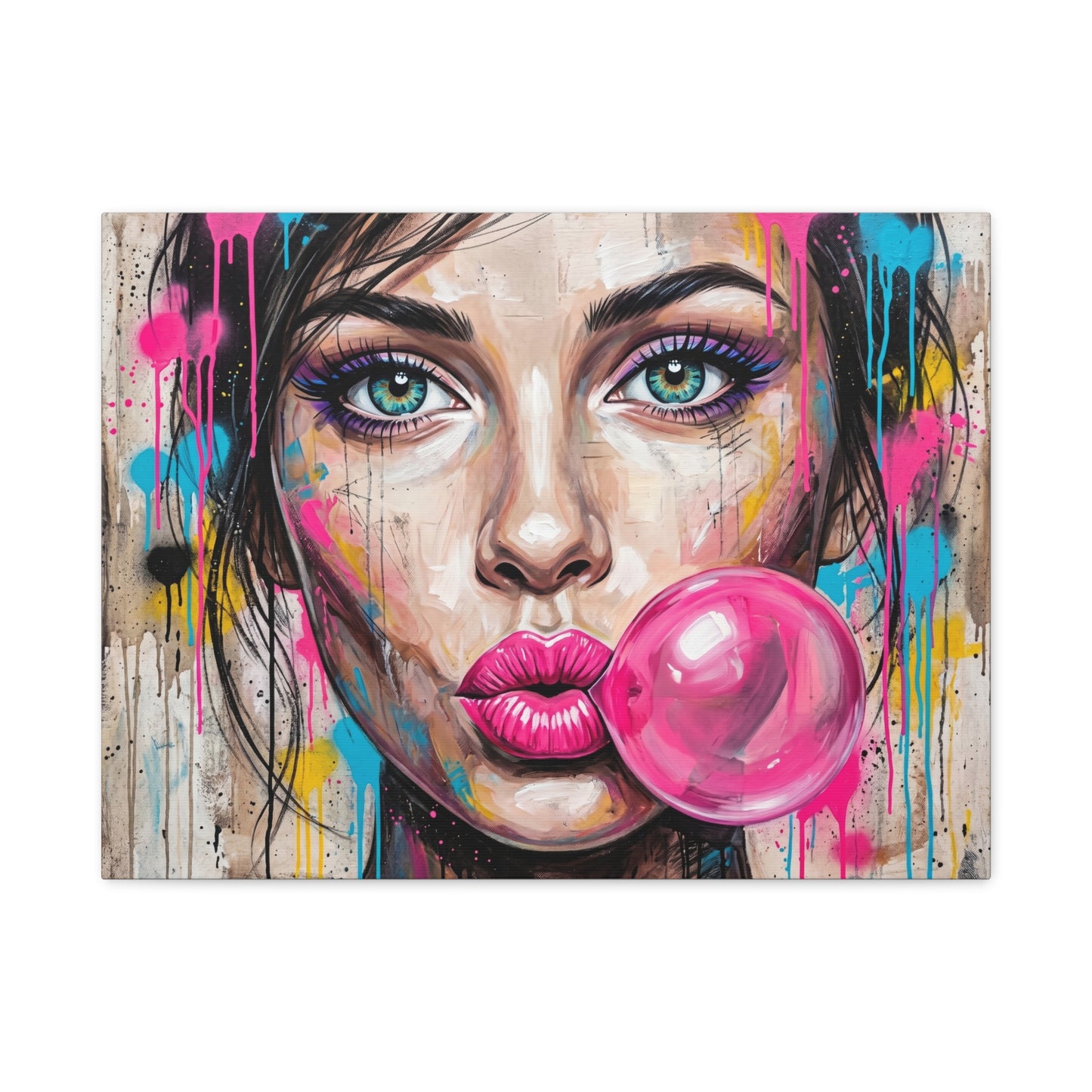 Abstract Bubble Girl Canvas Print — Matte Stretched Wall Art