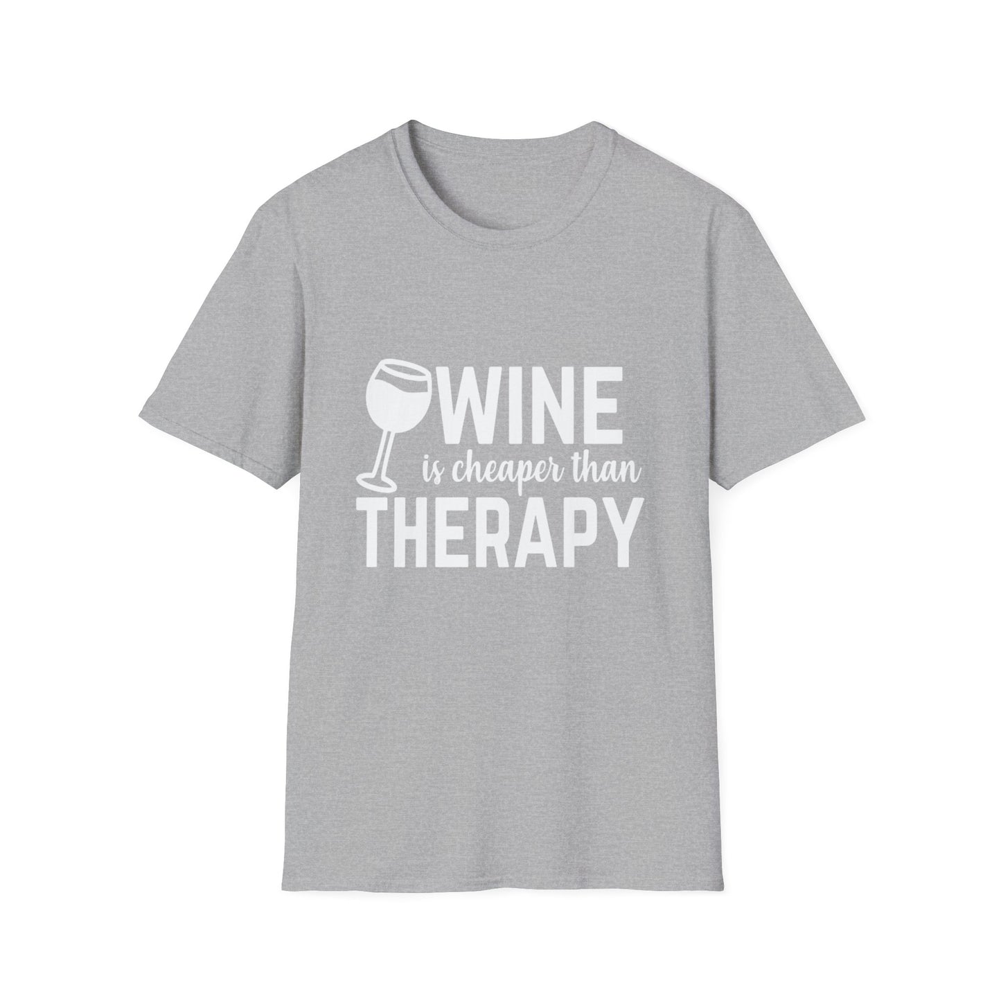 T-Shirt — "Wine Is Cheaper Than Therapy" Funny Wine Lover Tee