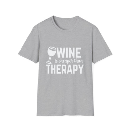 T-Shirt — "Wine Is Cheaper Than Therapy" Funny Wine Lover Tee