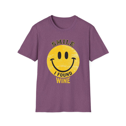 Wine Smile T-Shirt — "Smile I Found Wine" Retro Smiley Tee
