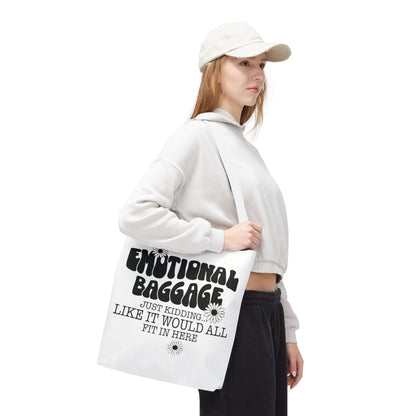 Tote Bag — "Emotional Baggage" Funny Quote Tote with Daisy Vibe