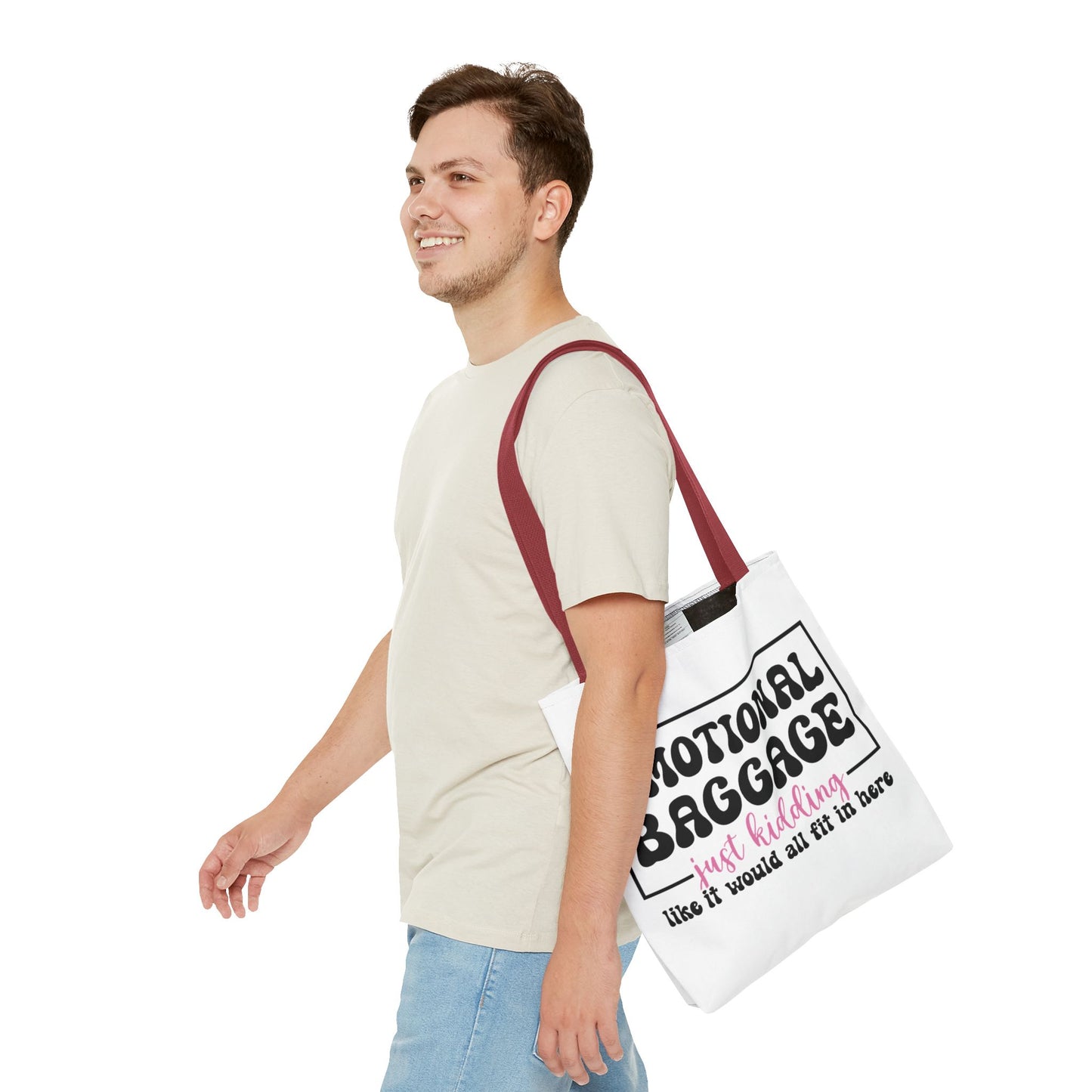 Emotional Baggage Tote Bag — Funny "Emotional Baggage (just kidding)" Reusable Shopper